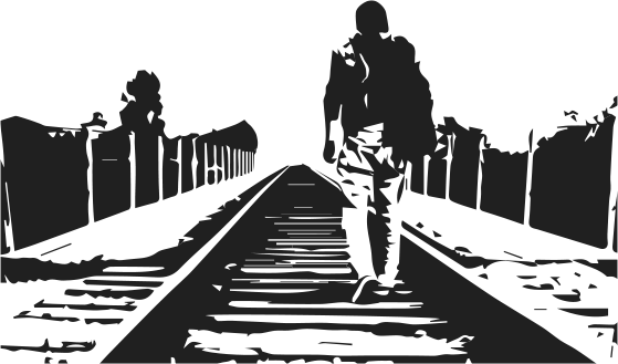 Człowiek na torach - odgradza się od świata, samotnik, wyalienowany